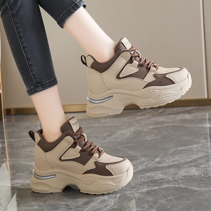 

Women's Sneaker Fashion Platform Women Sneaker Lace-Up Thick Bottom Vulcanize Shoes Woman Spring Autumn Breathable Running Shoes