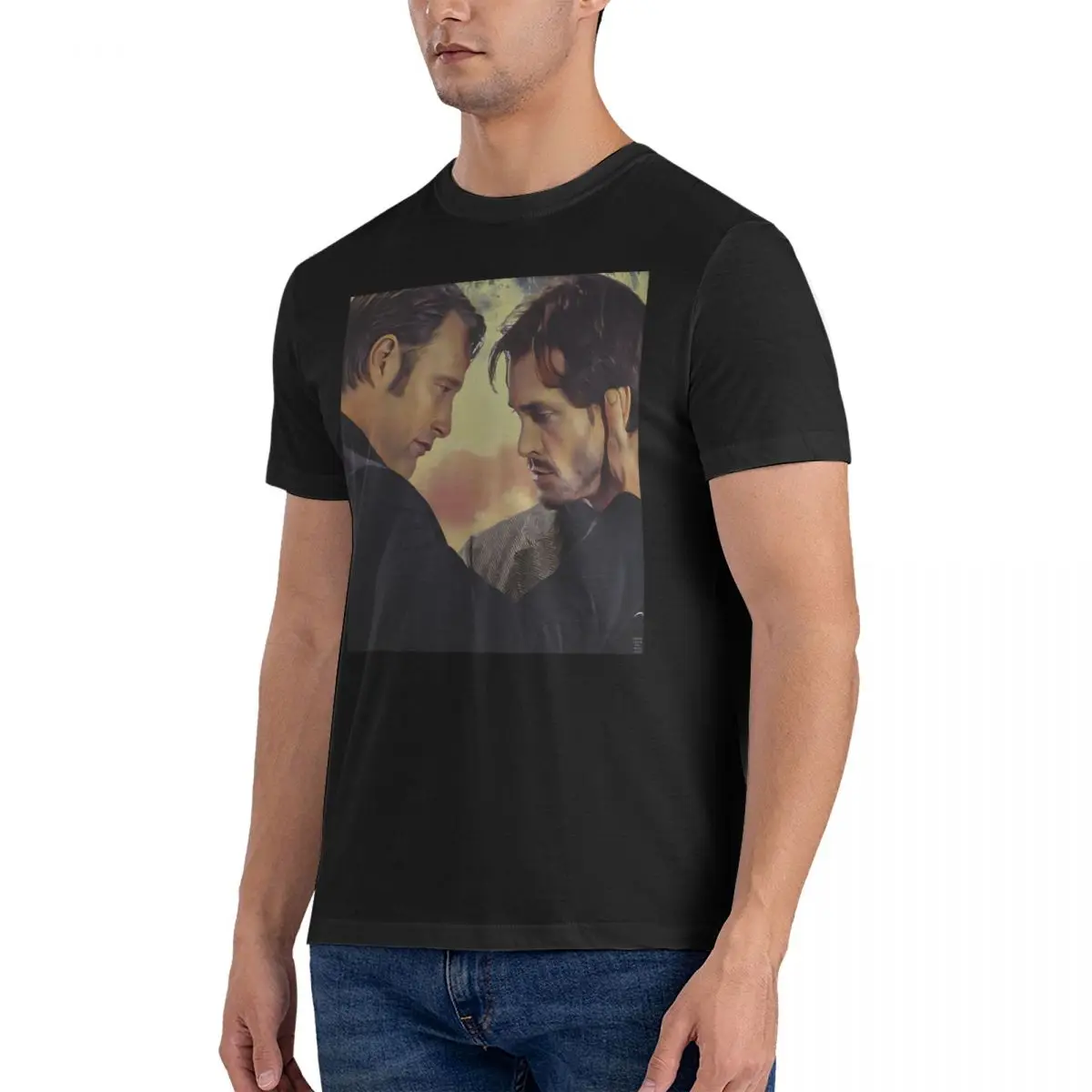 Hannibal And Will Hannigram Sunset No Text Men's T Shirts hannibal lecter Leisure Tees Short Sleeve Crew Neck Gift Idea Clothing