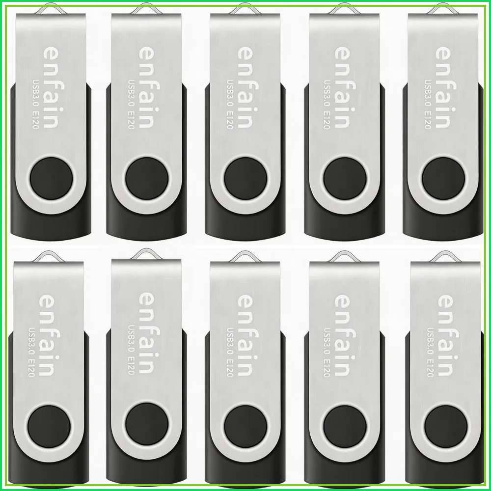 

32GB USB 3.0 Flash Drive 10-Pack, Read 90MB/s, Write 25MB/s, Universal Storage for Home & Office (Black)