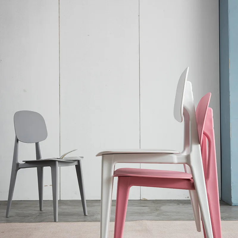 

Simple stackable PP environmentally friendly plastic chair Student staff canteen dining chair Macaron backrest