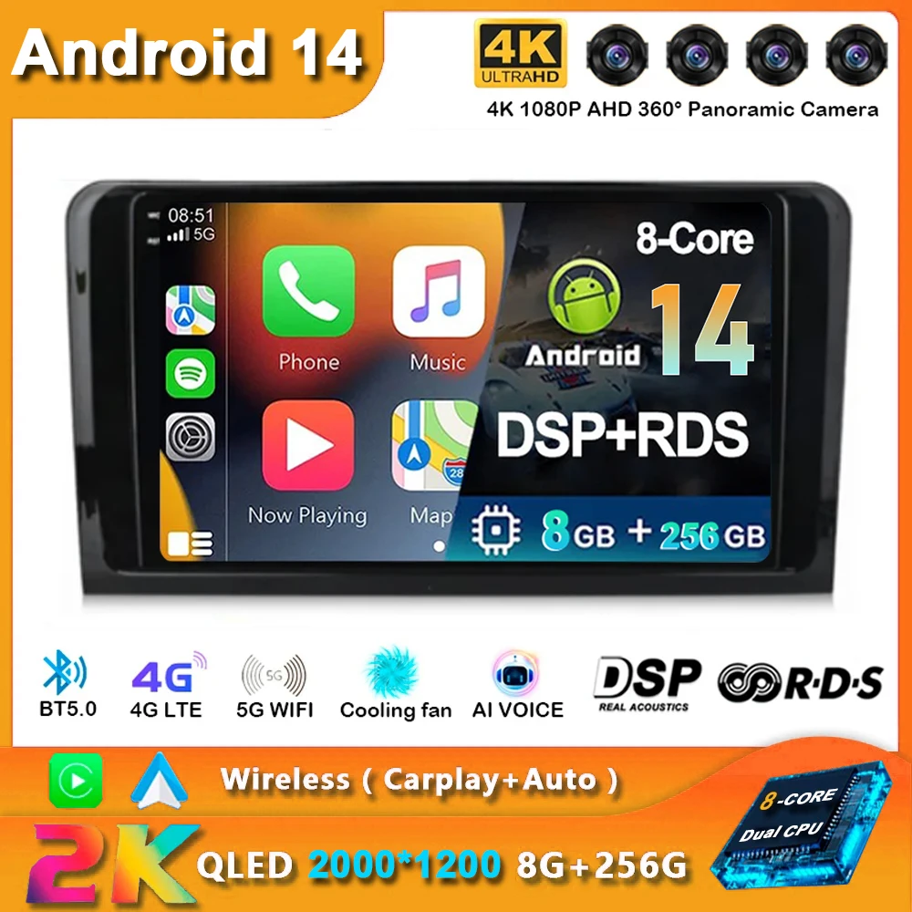 

Android 14 Car Radio For Mercedes Benz M-Class W164 GL-Class X164 ML GL Navigation GPS Multimedia Player Stereo Carplay WiFi+4G
