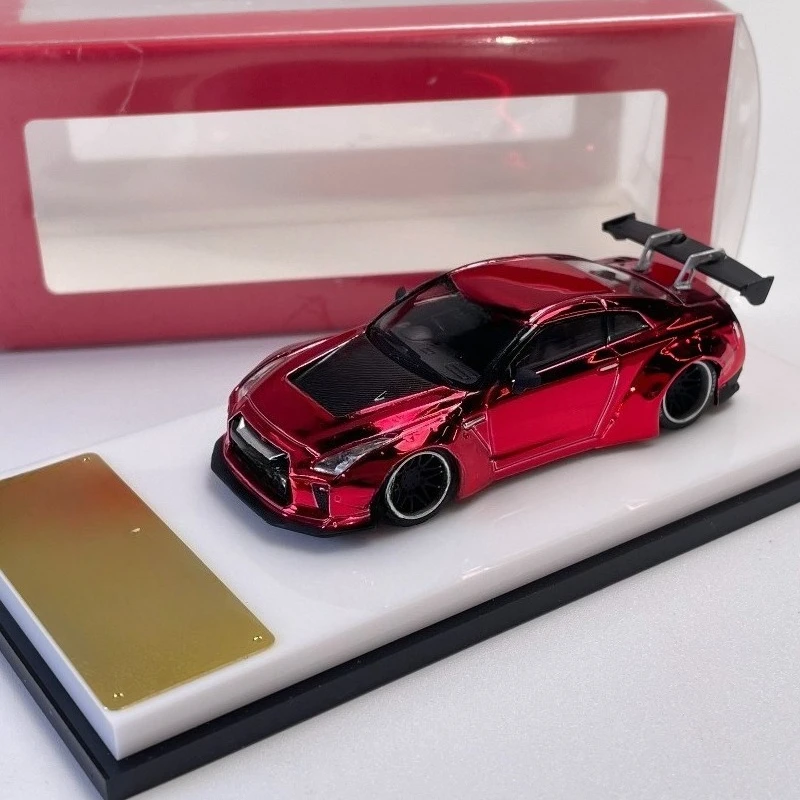 For MC Nissan GTR R35 LB Wide Body Modified 1:64 Alloy Car Model Collectible Ornament
