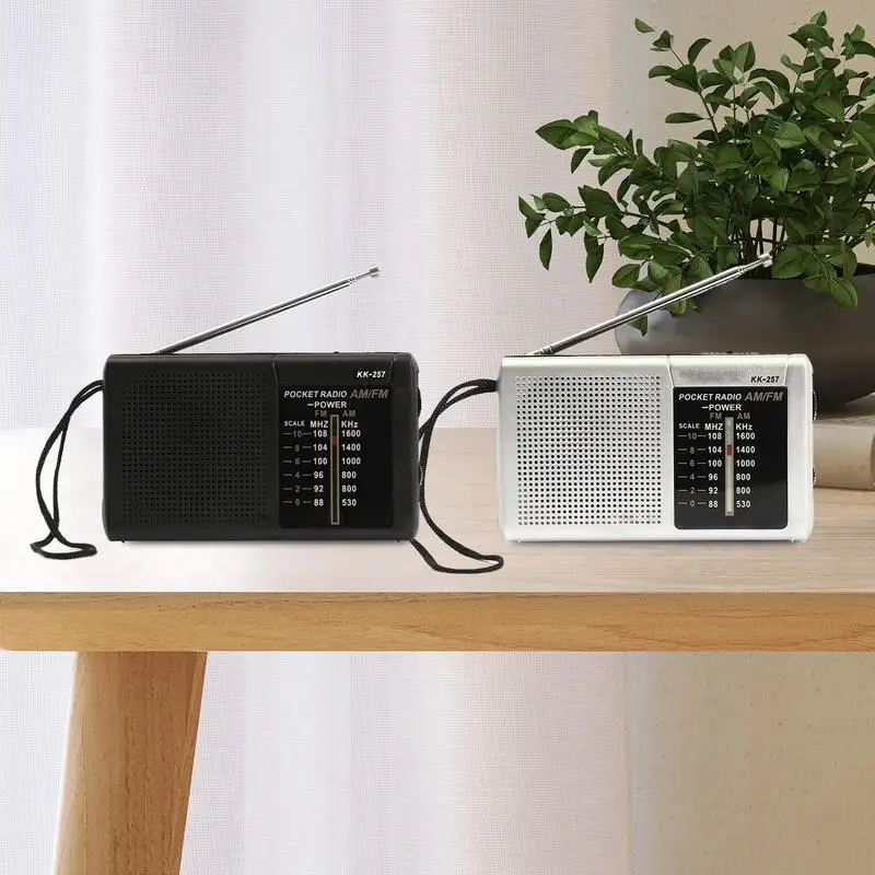 Radios portables Am Fm Transistor Radio électronique compacte alimentée par batterie avec basse stéréo pour cuisine Camping Garage voiture