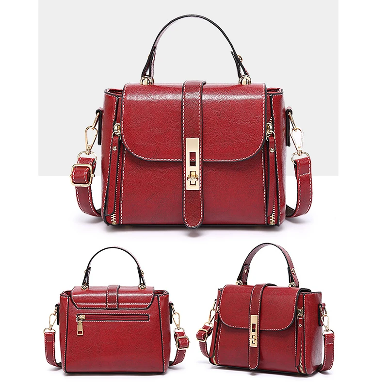 Women\'s Messenger Shoulder Bag 2025 New Retro Style Women Handbags Oil Wax PU Leather European American Luxury Totes Bags DL0029
