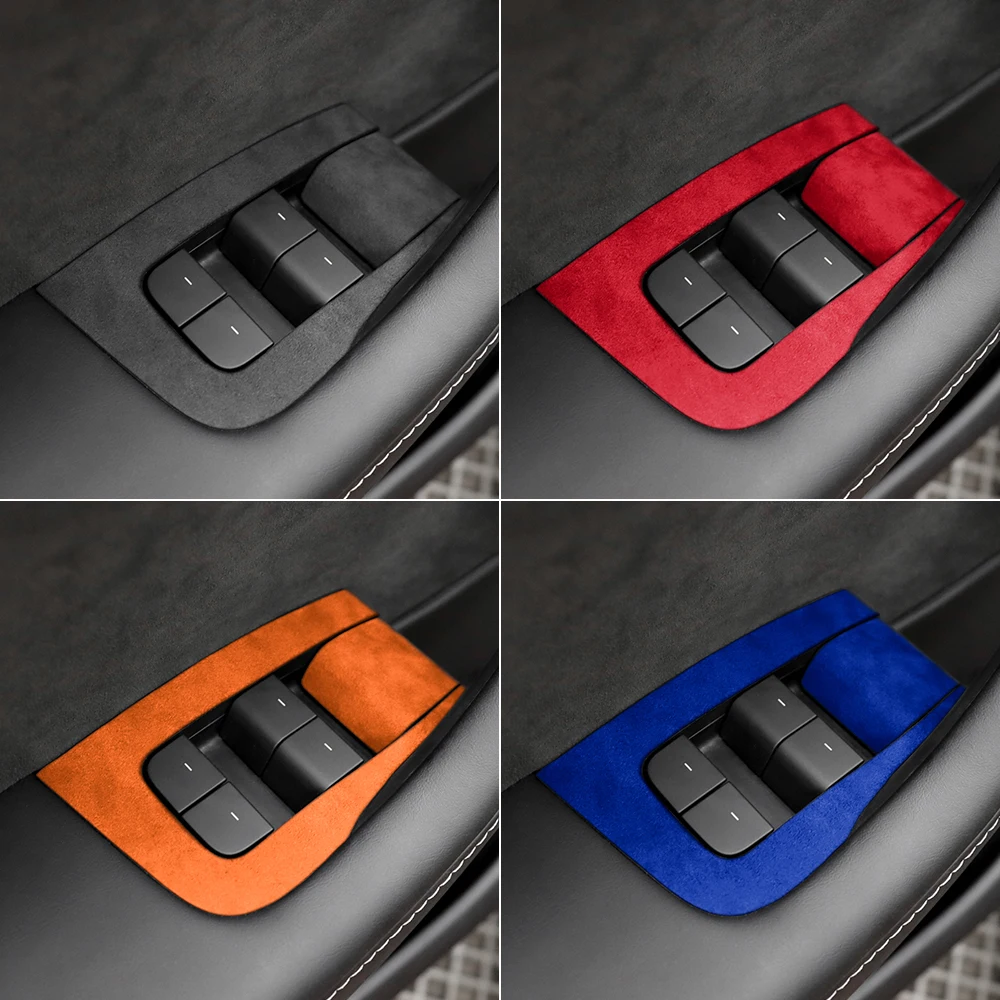 Italy Super Suede Car Window Control Switch Lift Button Sticker Cover for Tesla Model 3 Model Y 2018-2023 Trim Auto Accessories
