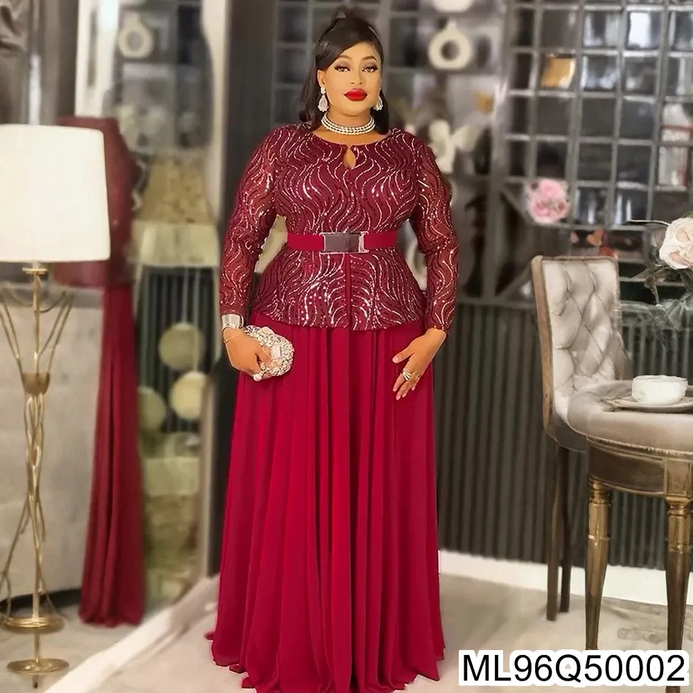 

Новое банкетное вечернее платье с бисером, 202, африканское женское платье, платье больших размеров с поясом S10812ML96Q500