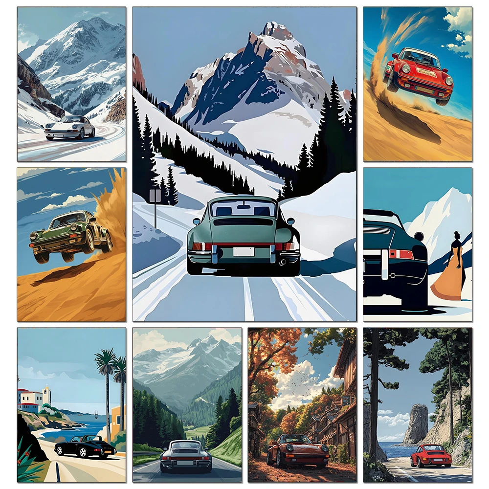 5D Autos Bild Diamant Malerei Retro Alpine Trip voller Diamant Mosaik Stickerei DIY Wand Kunst Home Wohnzimmer Dekor