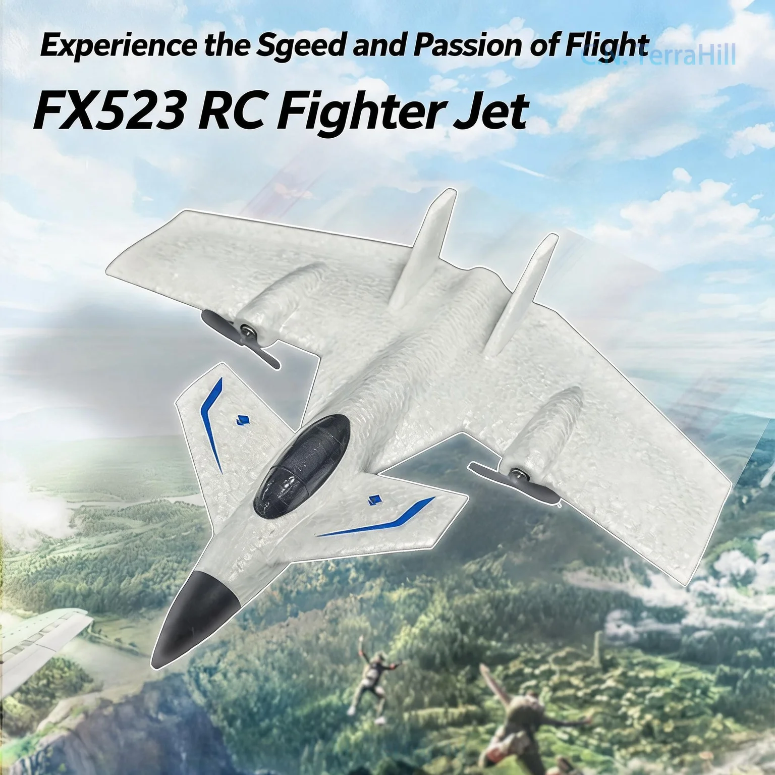 Remote Control Airplane FX523 2.4G Two-Channel EPP Foam Glider Toy for Outdoor Flying Future Fighter Jet Model