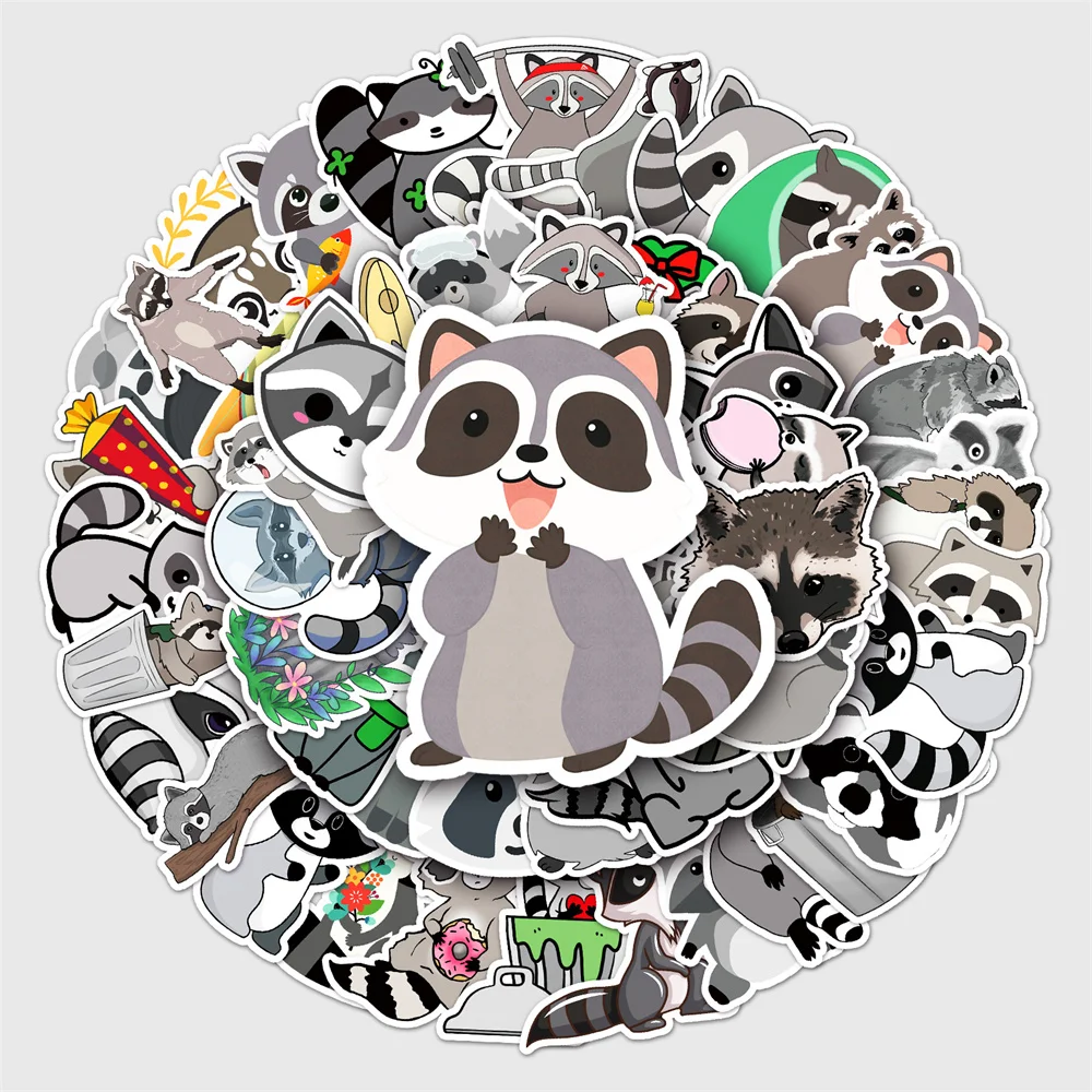 10/30/50PCS Little Raccoon Cartoon Animal Personality Creative Graffiti Sticker Suitcase Desk Guitar WaterproofSticker Wholesale