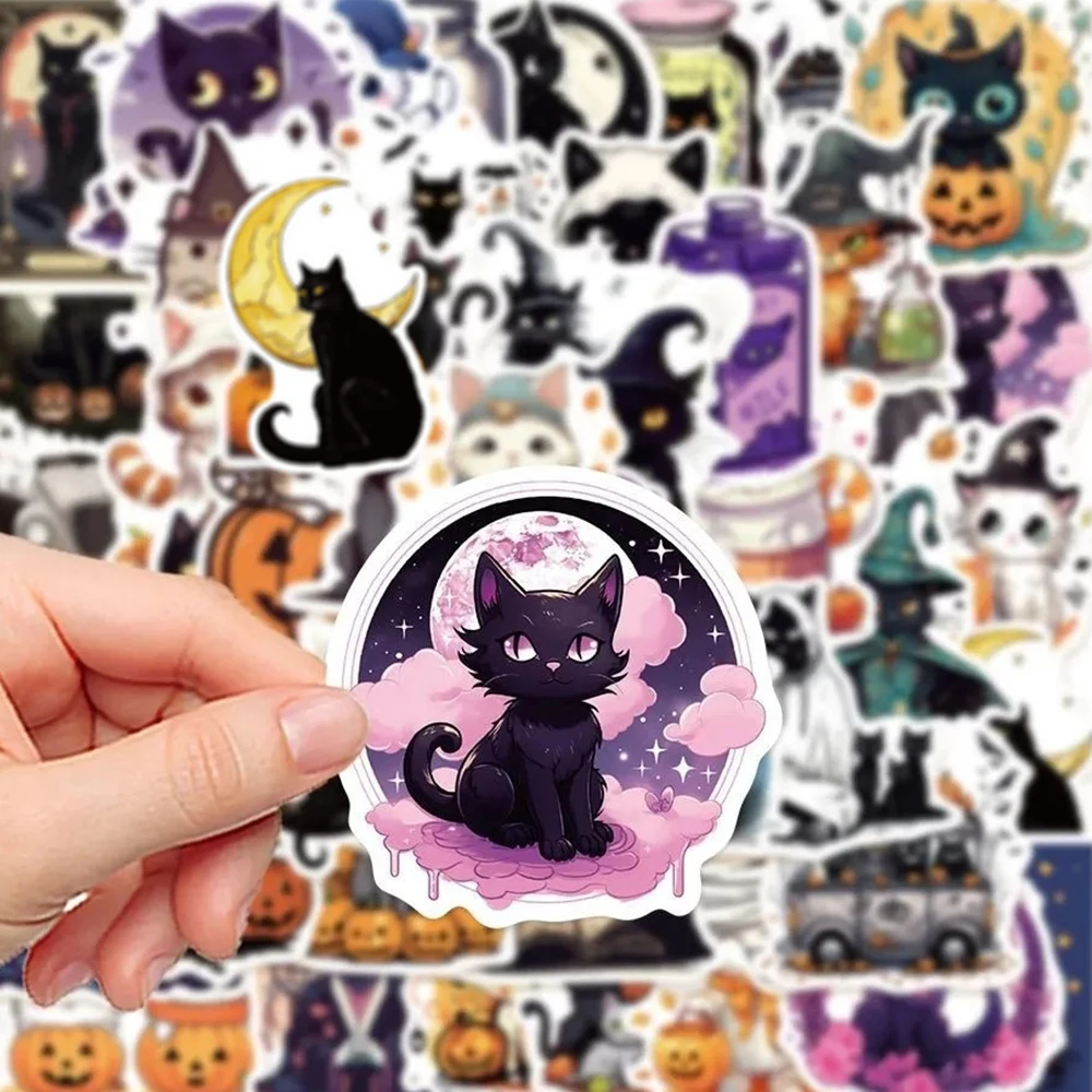 

10/30/50pcs Kawaii Cartoon Halloween Cat Stickers Decals for Kids Toy DIY Skateboard Phone Suitcase Bike Cute Graffiti Sticker