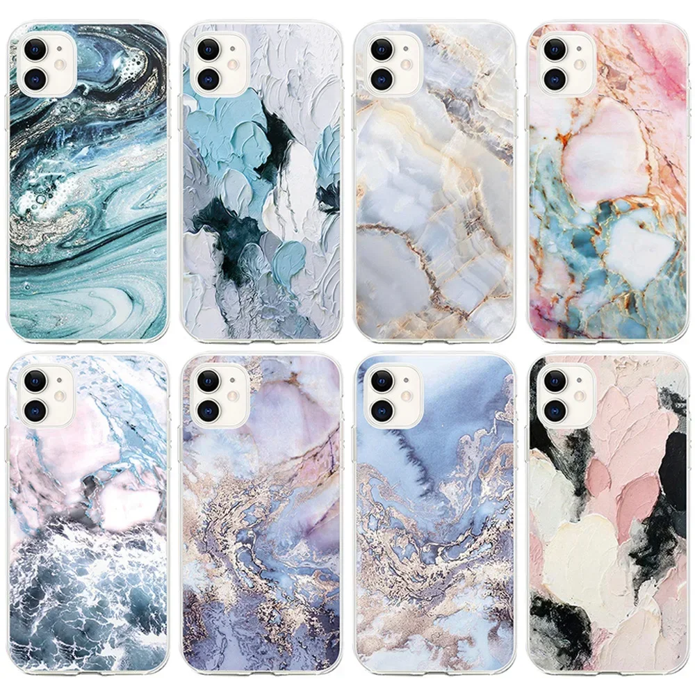 Suitable for iPhone15 phone case cross-border watercolor marble painted phone case Marble phone case