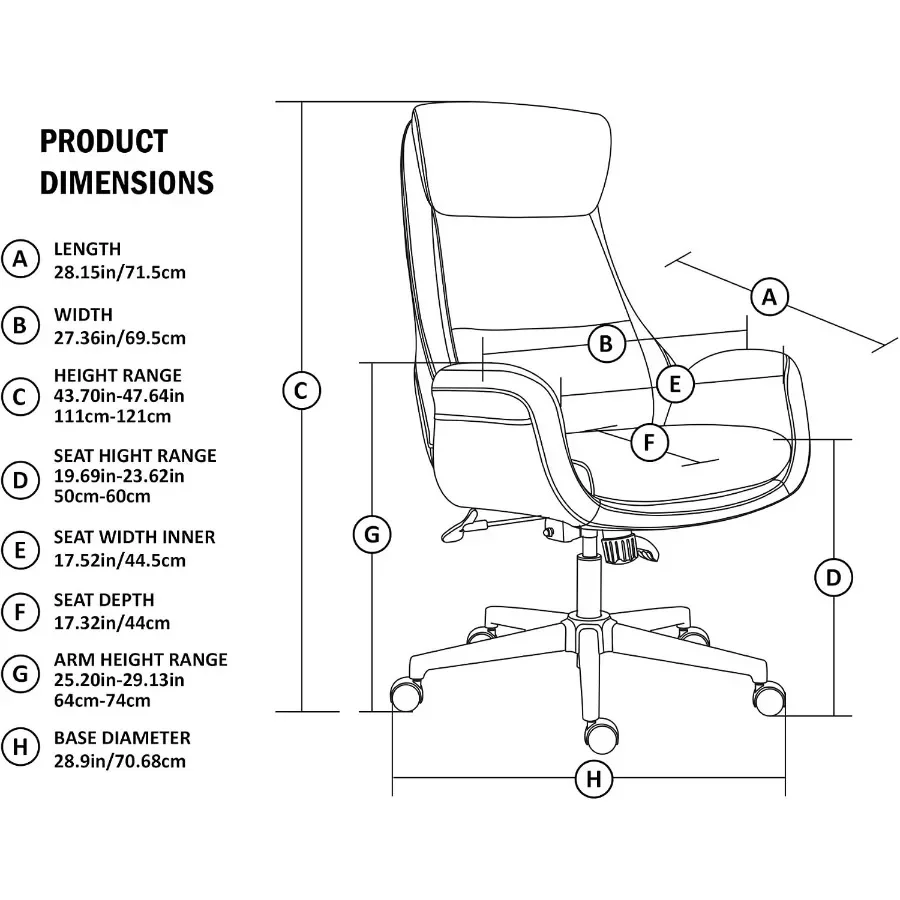 Modern high-back PU leather office chair for computer desks, camel color with lumbar support, adjustable height and swivel func view 6
