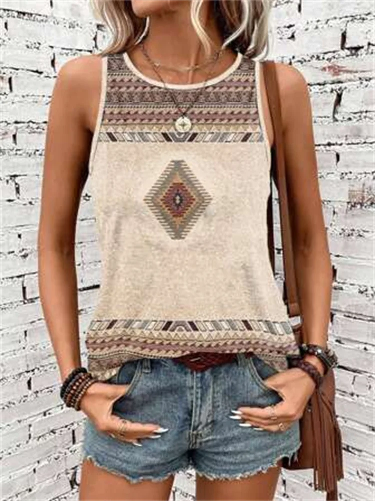 Dream Catcher Stampa 3D Canotte Donna O-Collo Stile etnico Gilet casual con spalle scoperte Y2k Top senza maniche Canotta Abbigliamento donna