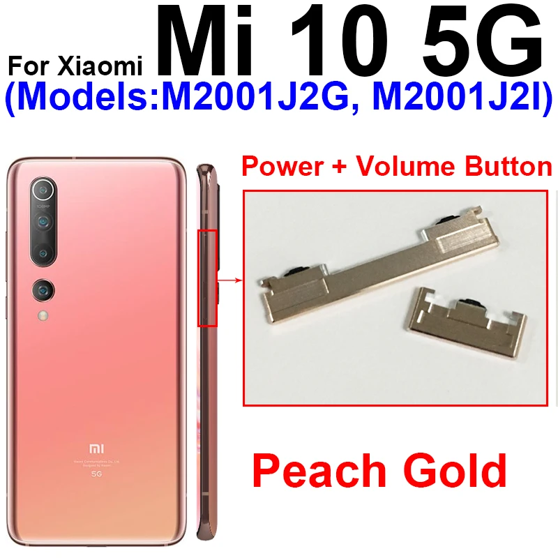 On Off Power Volume Side Button For Xiaomi Mi 10 Mi 10 Pro Mi 10 Lite Mi 10T Lite 10 Ultra Power Volume Control Switch Key Parts