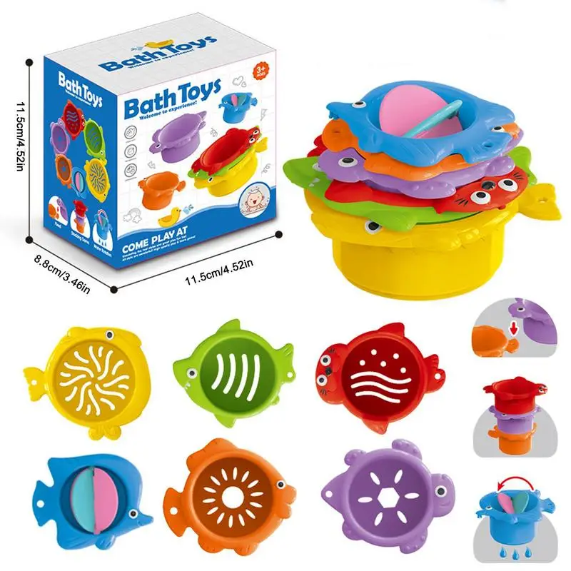 Strandstapelbekers Zintuiglijke training Stapelbekers voor waterspel Baden Bouwspeelgoed Leuk stapelspel voor kinderen Zwembad