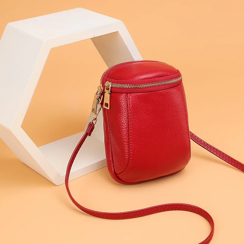 CFUN YA New Red Mini Bag For Women Real Leather Phone Key Purse Female Shoulder Crossbody Bags Necessaire 미니가방 Bolsas Para Mujer