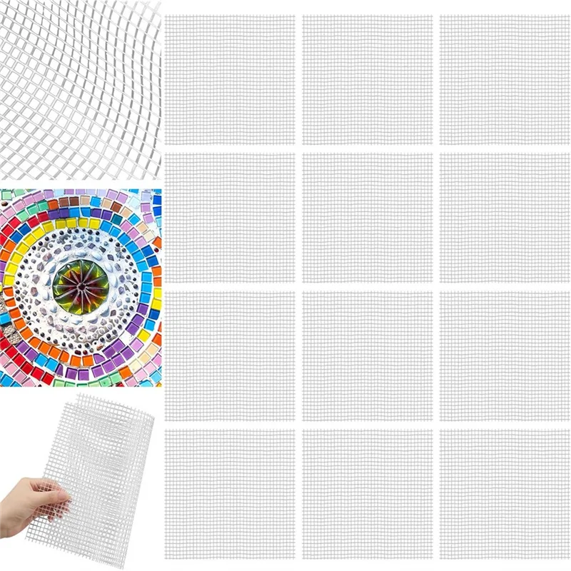 

ABRE-24Set 12X12 Mosaic Mesh For Back Mounted Tile Fiberglass Mosaic Mesh Backing Boast For Tile Installation Supplies Tools