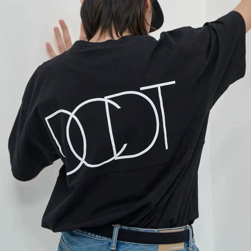 DESCENDANT PORT SWITCHING DCDT Men's Short Sleeve T-Shirt Japanese Streetwear Back  Print Loose Fit Crew Neck Casual OOTD Tee