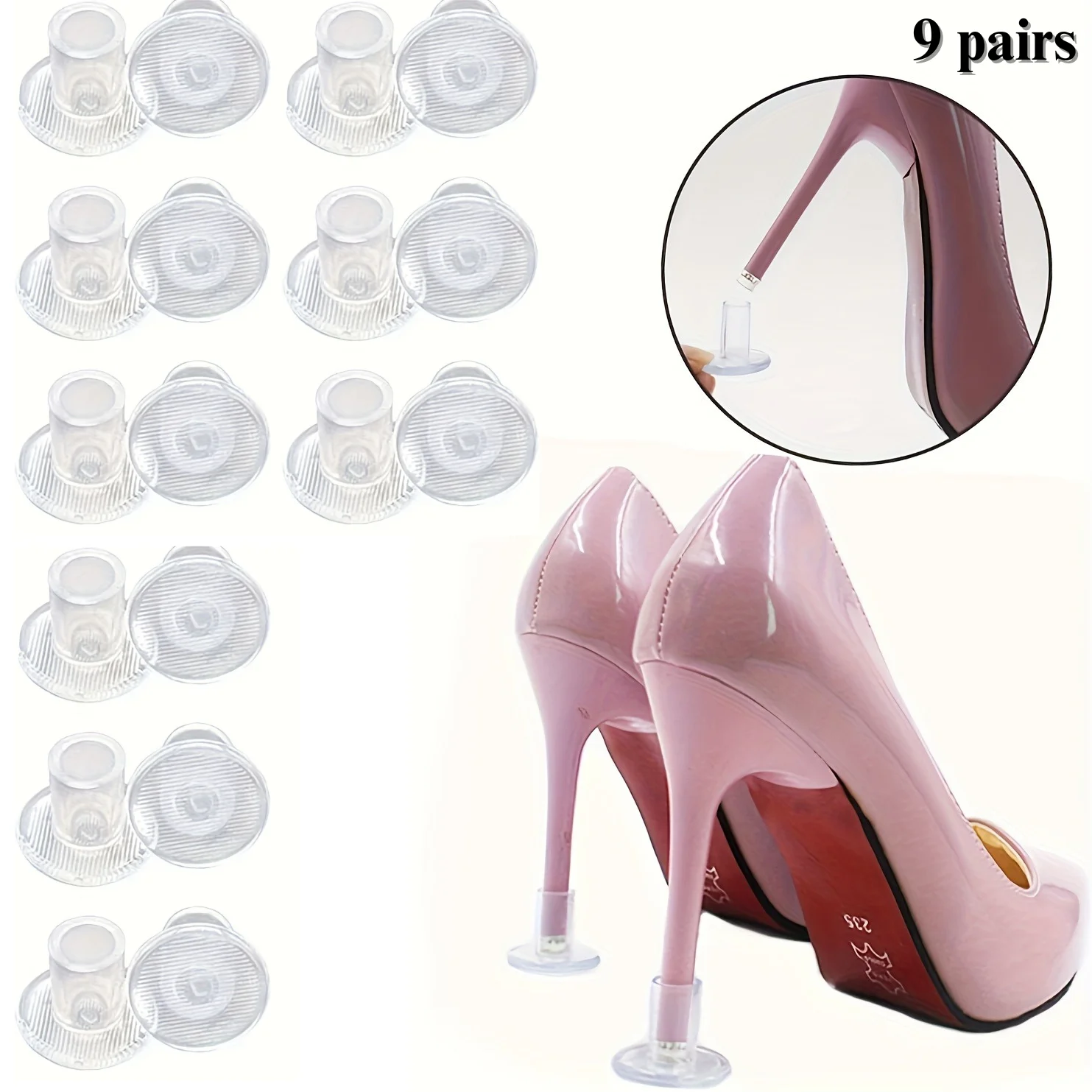 

9 pairs Clear Heel Protectors for High Heels Perfect For Outdoor Events Shoes Accessory Protective Heel Cover