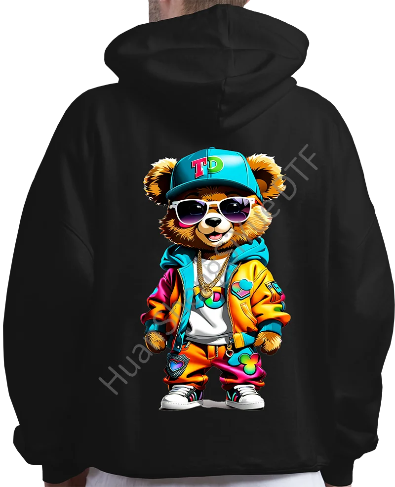 Color Too Teddy Bear Ironing Sticker Clothes DTF Fashion T-shirt Hoodie DIY Jacket Patch Hot Paste Paper