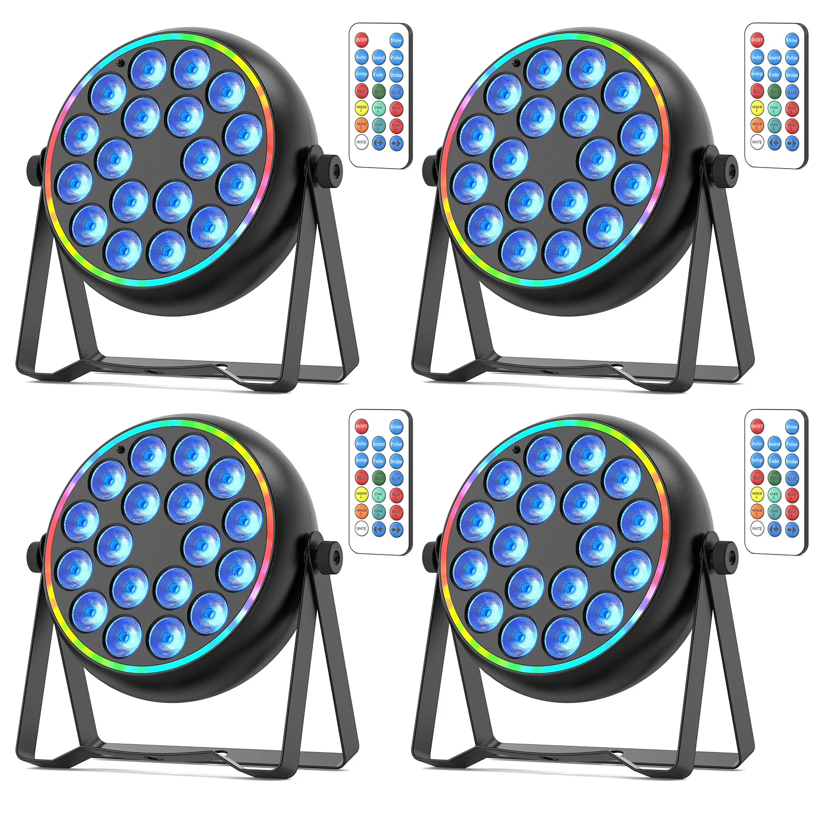120W 4PCS RGBW LED Par Light 4IN1 DJ Luci da festa DMX Telecomando Illuminazione ad effetto scenico per concerti in discoteca Matrimonio Teatro