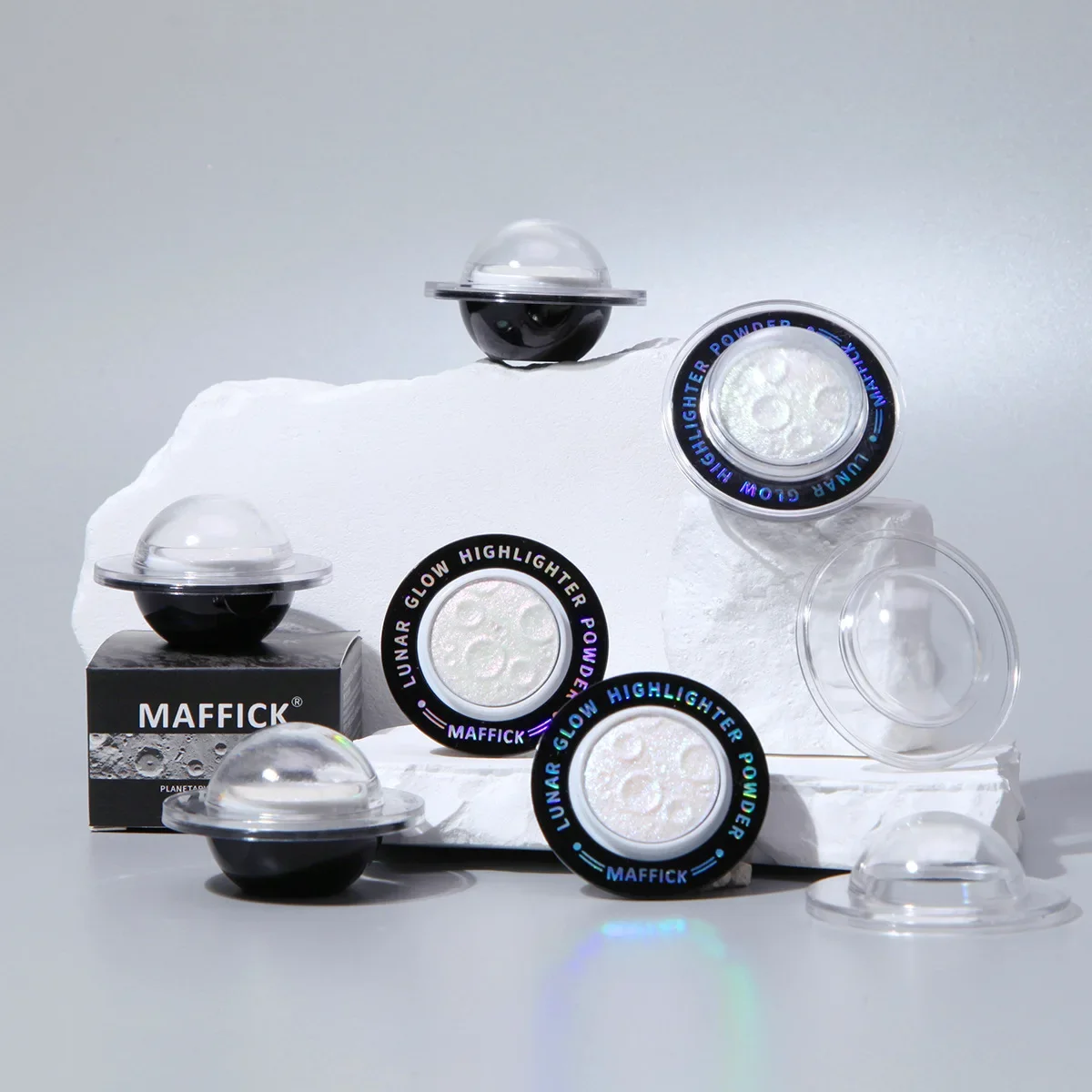 مسحوق هايلايتر توهج قمري مافيك كوكبي هايلايتر كوكب كوني تسليط الضوء على ظلال العيون الخد أحمر الخدود بودرة لامعة للجسم
