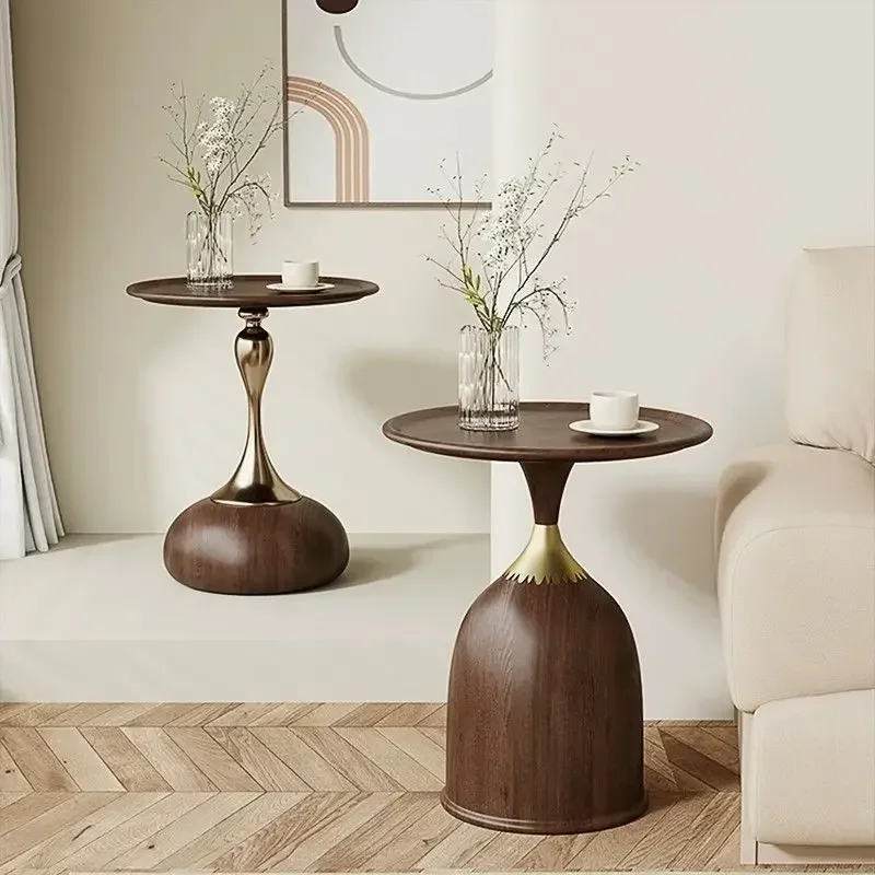 Walnut Wood Grain Small Table: Versatile for Bedroom Bedside, Living Room Corner & Commercial Use - Compact, Elegant & Space-Sav