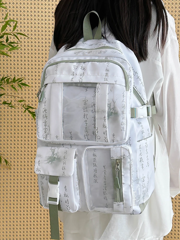 

Large Capaci Casual Sle Printed Women's Bapa High Aesthetic Value Double oulder Bag Cuter Bag Trendy Transparent