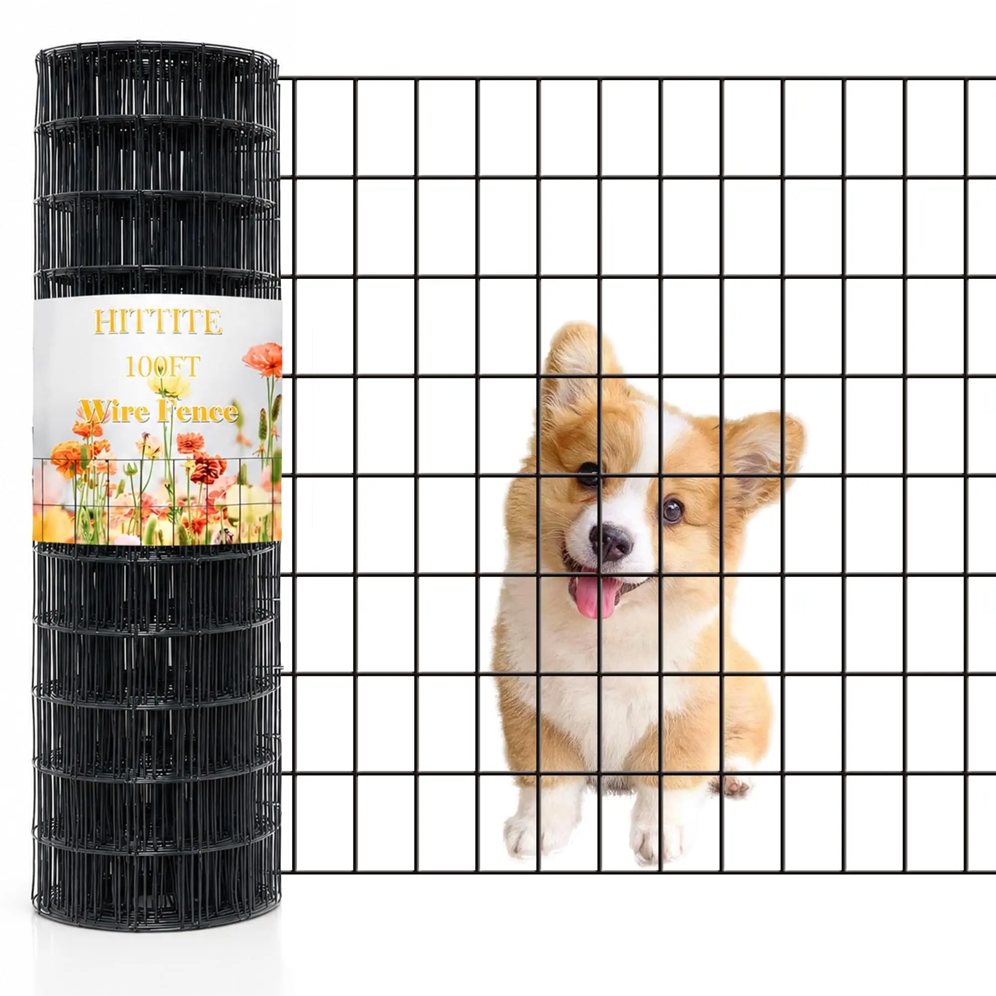 Black PVC Coated Welded Wire Fencing, 48in High x 100ft Long, 2 inch x 4 inch 14GA 2/3/4/5/6 Ft Tall Welded Wire Fence