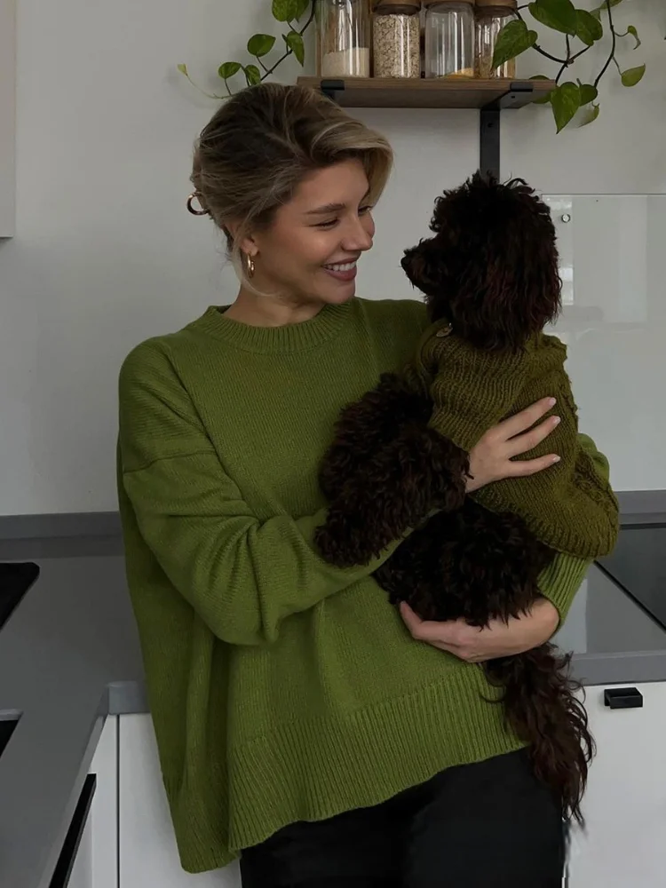 

New winter Basic O Neck Basic Sleeve Sweater Women Oversized Short Knitted Pullovers Female Casual Thick Warm Soft Tops thick