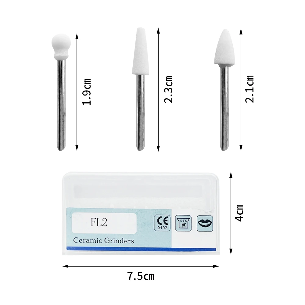 12 unids/caja Dental cerámica piedra blanca pulido FG fresas FL2 CN1 RD1 punta de abrasión fresa ajuste pieza de mano de alta velocidad 1,6mm dentista también