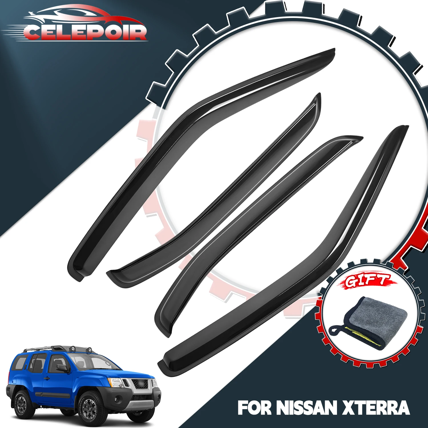 

For 2005-2015 Nissan Xterra Side Window Vent Visor Sun Rain Deflector Guard Us