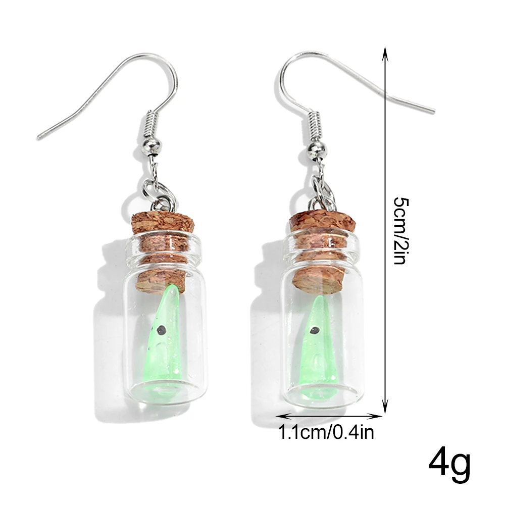 Halloween Ghost Drifting Bottle Acrylic Earrrings for Women Glow in the Dark Spooky Drop Earring Necklace Party Jewelry Gifts