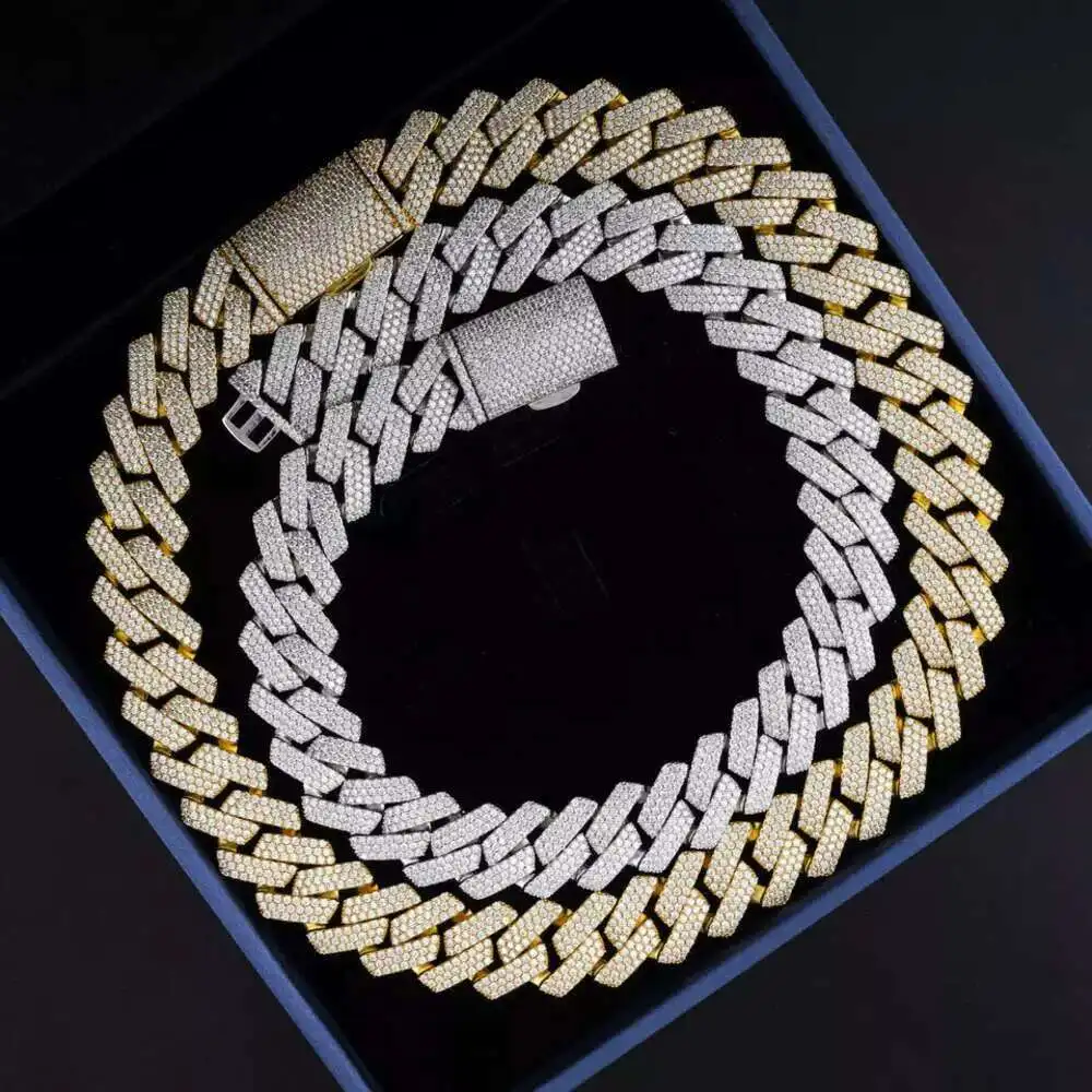 

Custom Hip Hop Jewelry Gold Plated Moissanite Diamond Gold Jewelry Cuban Chain Necklace