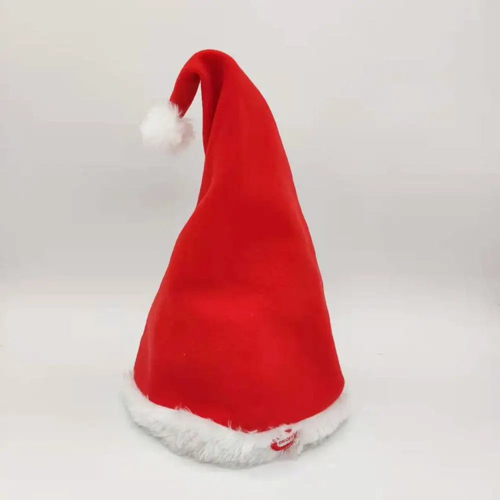 Nuevo sombrero eléctrico de Papá Noel, sombrero de Navidad para cantar y bailar, funciona con pilas, sombrero de Papá Noel oscilante de felpa roja, decoración, regalo de vacaciones