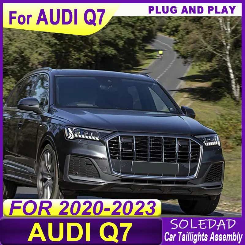 Car Headlight Full LED For AUDI Q7 2020 2021 2022 2023 Headlights Assembly DRL Turn Signal High Beam Angel Eye Projector