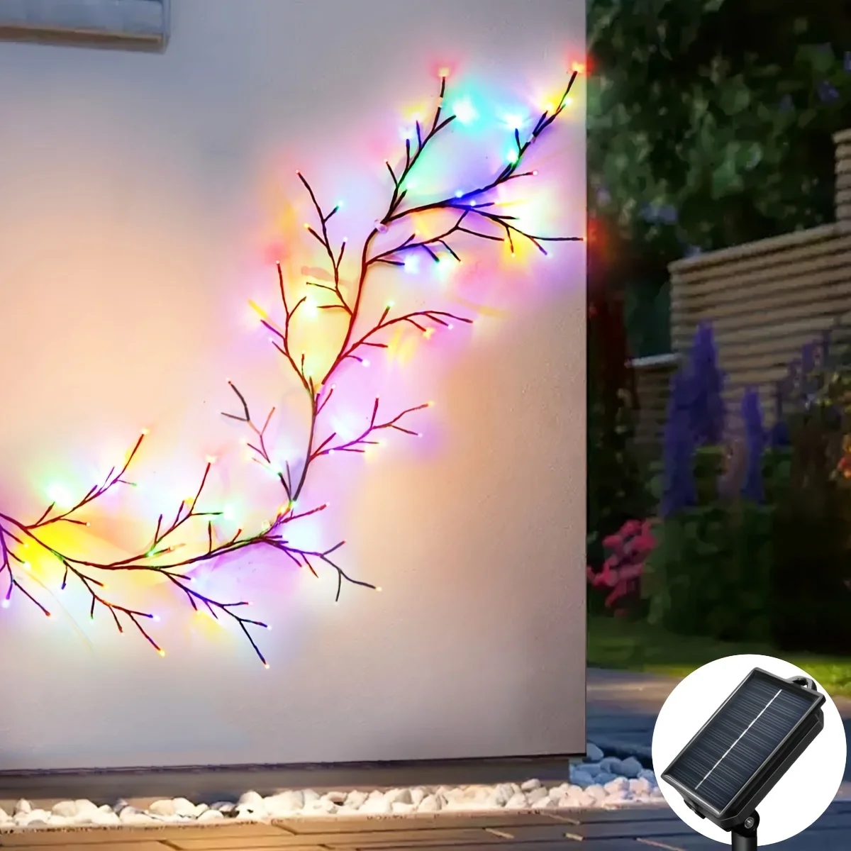 

1pc Solar Light Waterproof Christmas Willow Vine String Light for Indoor Outdoor Courtyard Wall DIY Holiday XmasDecoration Lamp