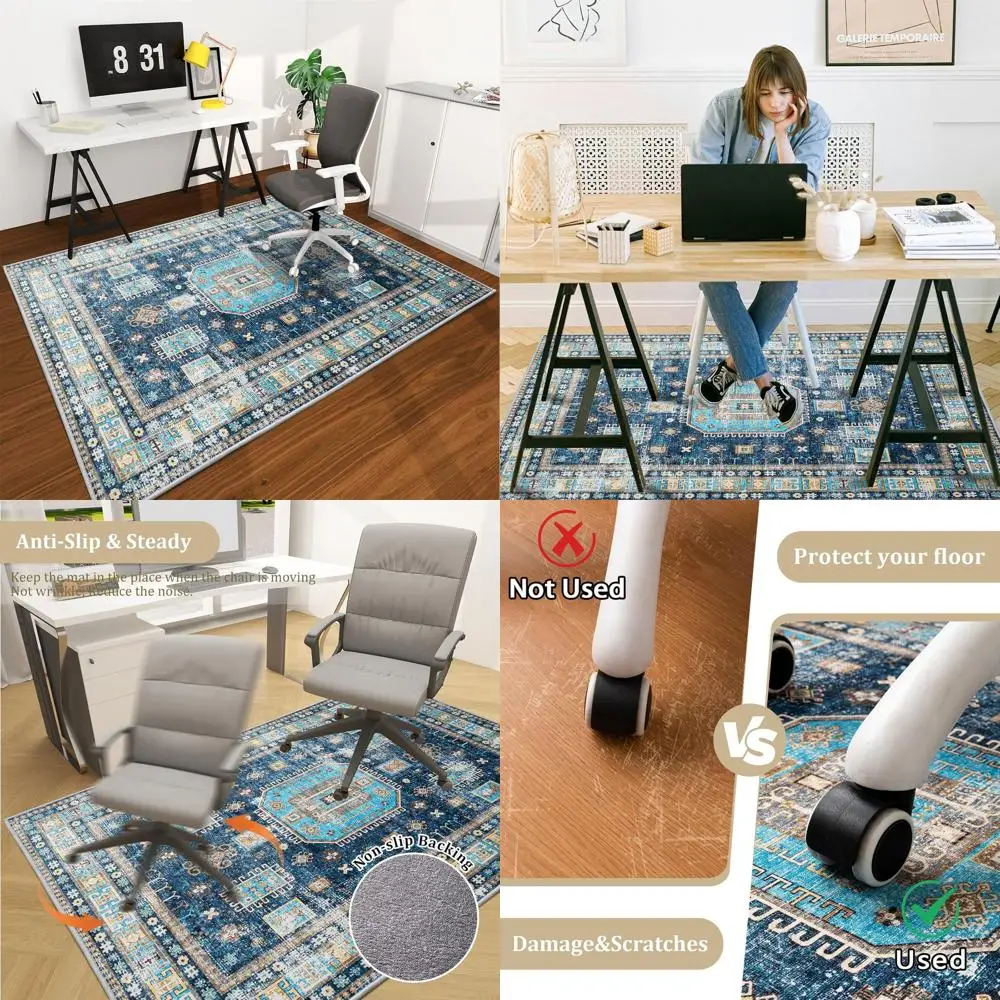

Hardwood Floor Office Chair Mat, 72x48 - Easy Glide Desk Mat Protector for Rolling Chairs with Nonslip Backing, Machine Washable