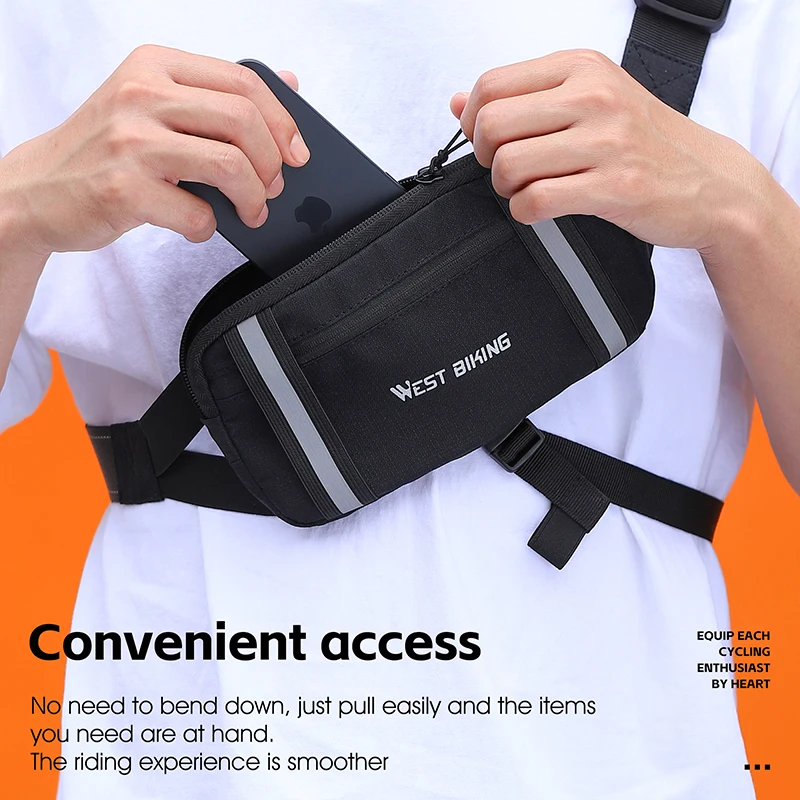 WEST BIKING Sports Waist Bag Reflective Stripe Running Pouch Men Women Unisex Fanny Pack Mobile Phone Bag Gym Cell Phone Bag