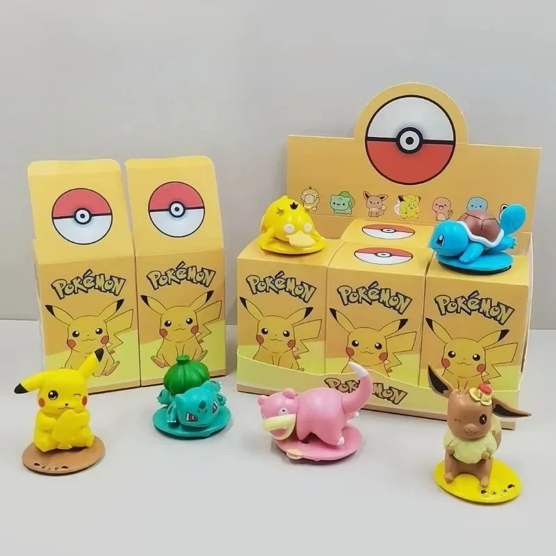 

POKEMON украшения для кукол Пикачу/Гуэ/Скетртл, набор из 6 предметов, цветная коробка, аниме-модель, магнит, украшения для автомобиля, детский подарок