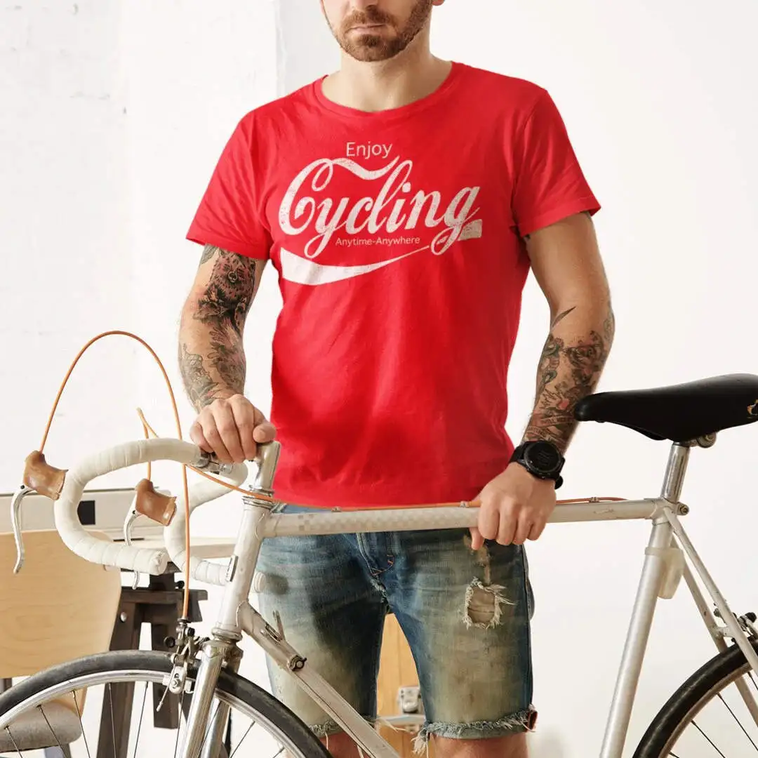 

Enjoy Cycling Biker Men Cotton Classic T-shirt Motorbike Print Cool Fashion Streetwear Big Size Tee New Arrival Motorcycle Top