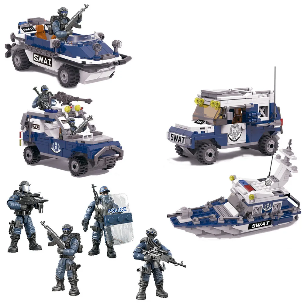 Sea Land Police Call of Duty Military Operational Radar Base Humvee Soldiers Weapon Building Blocks Fit Mega Bloks Toy For Boy