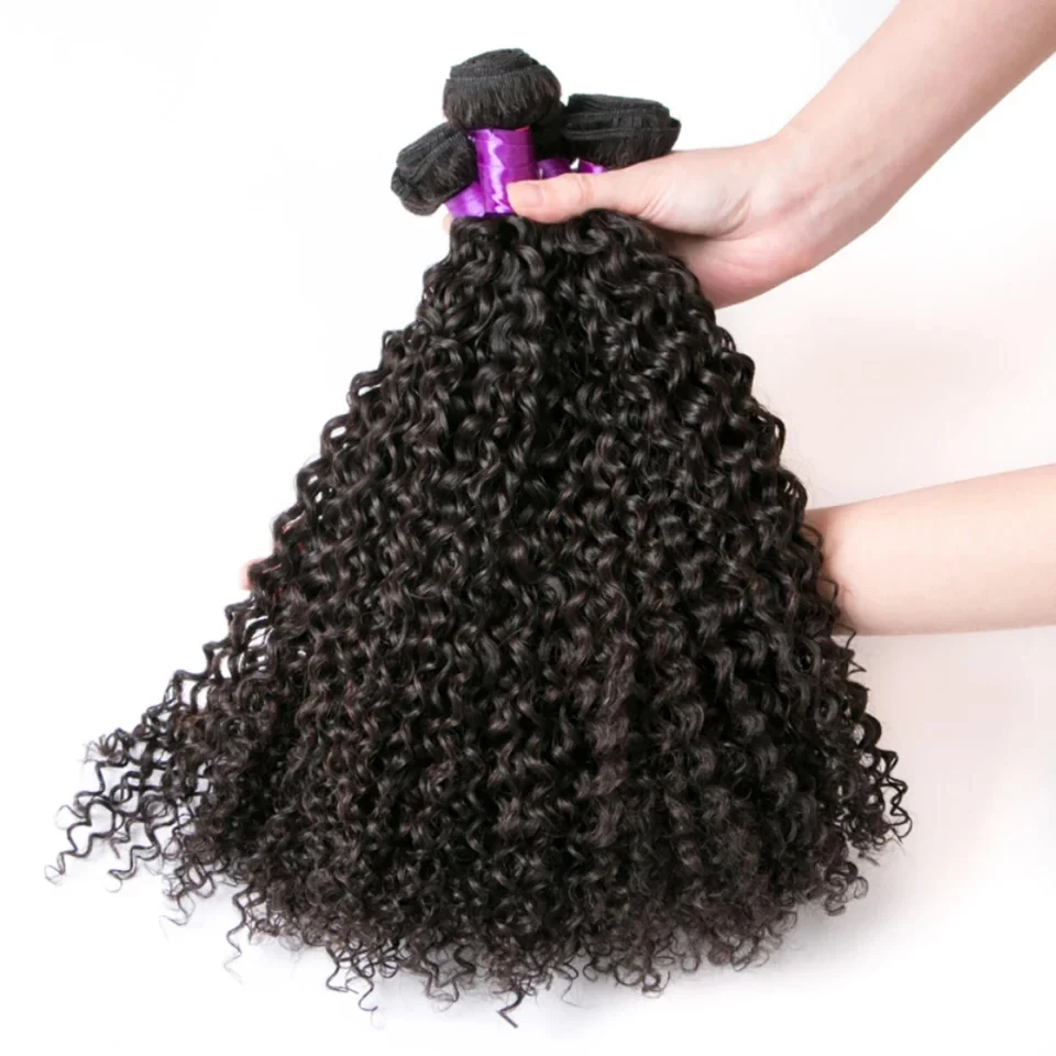 Kinky Afro Curly Deep Wave Bundle With Closure Frontal HD Transparent Virgin Human Hair 3/4 Bundle Hair Weav Deal Hair Extension image 5