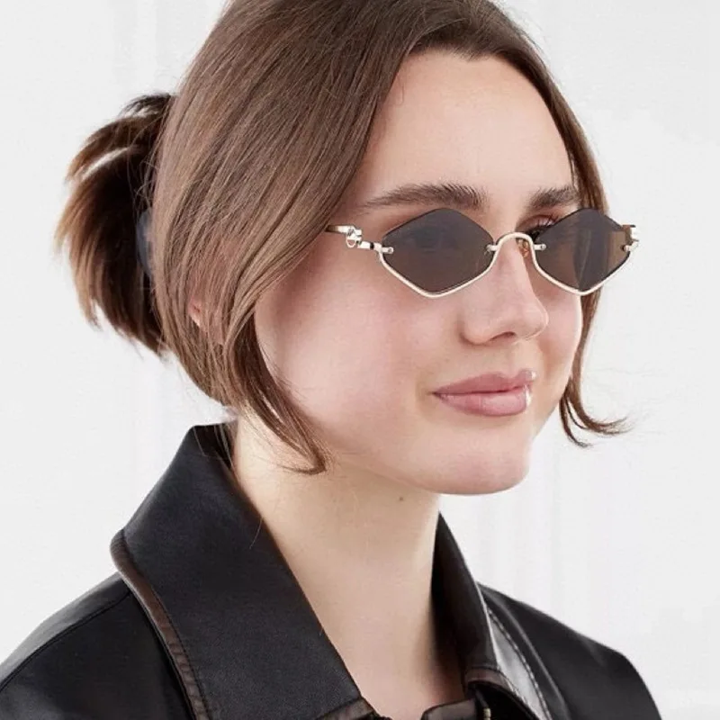 

2025 New Luxury Retro Polygonal Trendy Half Frame Metal Men and Women Sunglasses Black Lens Ball Party Luxury Designer