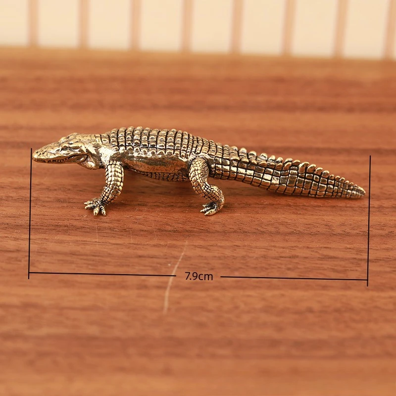 Bronze Crocodile Statue Home Decor Animal Figure Ornament, Tea Pet Garden Decoration, Bronze Artifacts and Crafts - view 3