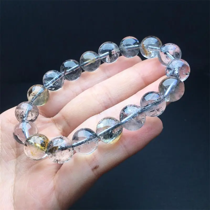 14MM Natural Herkimer Diamond Bracelet String Charms Handmade Fortune Energy Mineral Woman Amulet Jewelry Gift 1PCS