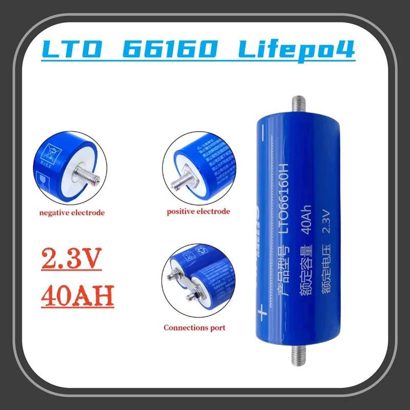 

High Capacity 66160 Lithium Titanate Battery 2.3V 40Ah Cell LTO Discharge 10C Solar and Wind Power Systems RVs Caravans UPS