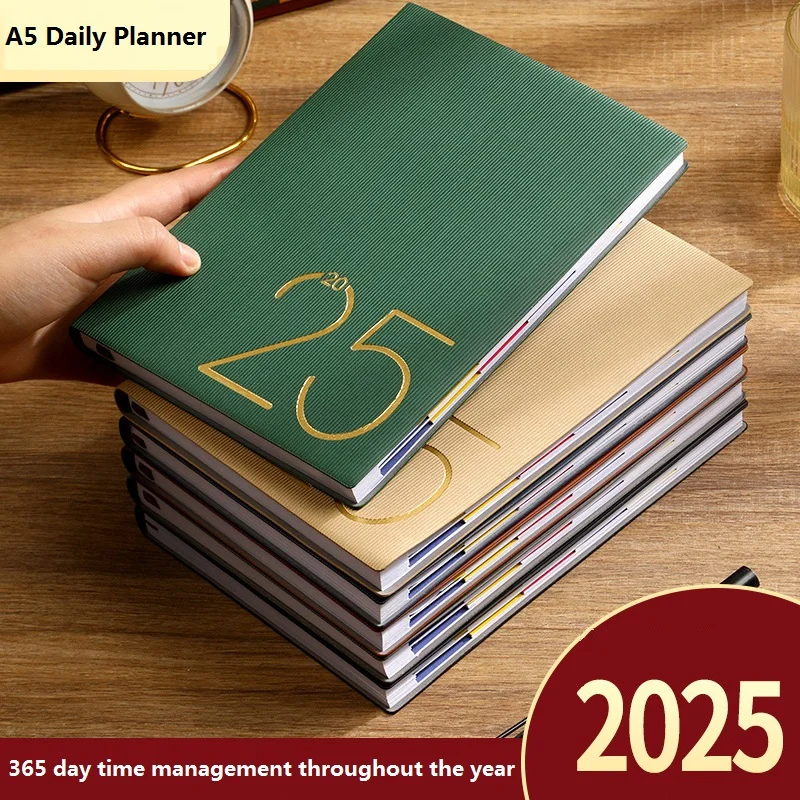 2025 Agenda Book Annual Planning Book PU Cover Student Advanced Notebook Time Manager Useful Notebook Recording Office Schedules