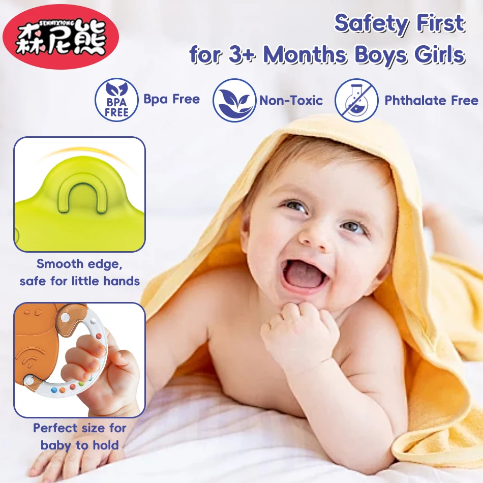 SENNIXIONG Montessori Del Bambino Del Fumetto Sonaglio Polpo Granchio Campana Masticabile Dentizione Sviluppare Giocattolo Sensoriale Per Il Bambino Neonato Regalo