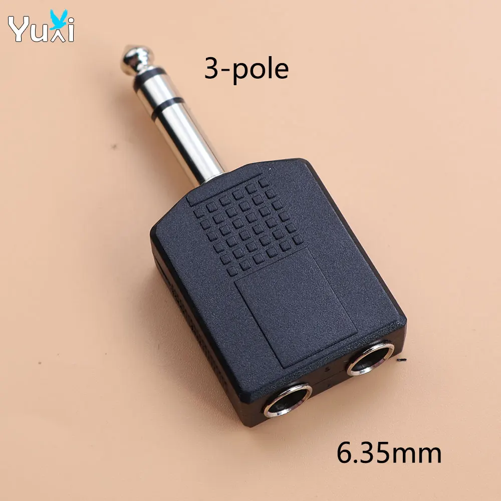 Yuxi 1piece 1/4 mono/stereo audio plug adapter male to female 3.5mm/6.35mm dual jack headphone microphone Y splitter converter